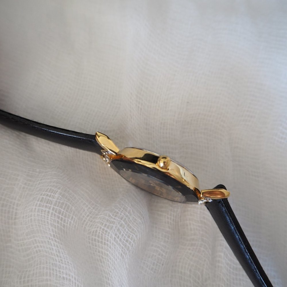 Pierre Nicol gold crystal lug faceted black leather watch - Picture 14 of 14